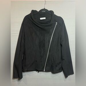 Bagatelle Collection Black Asymmetrical Zip Jacket Moto Faux Suede